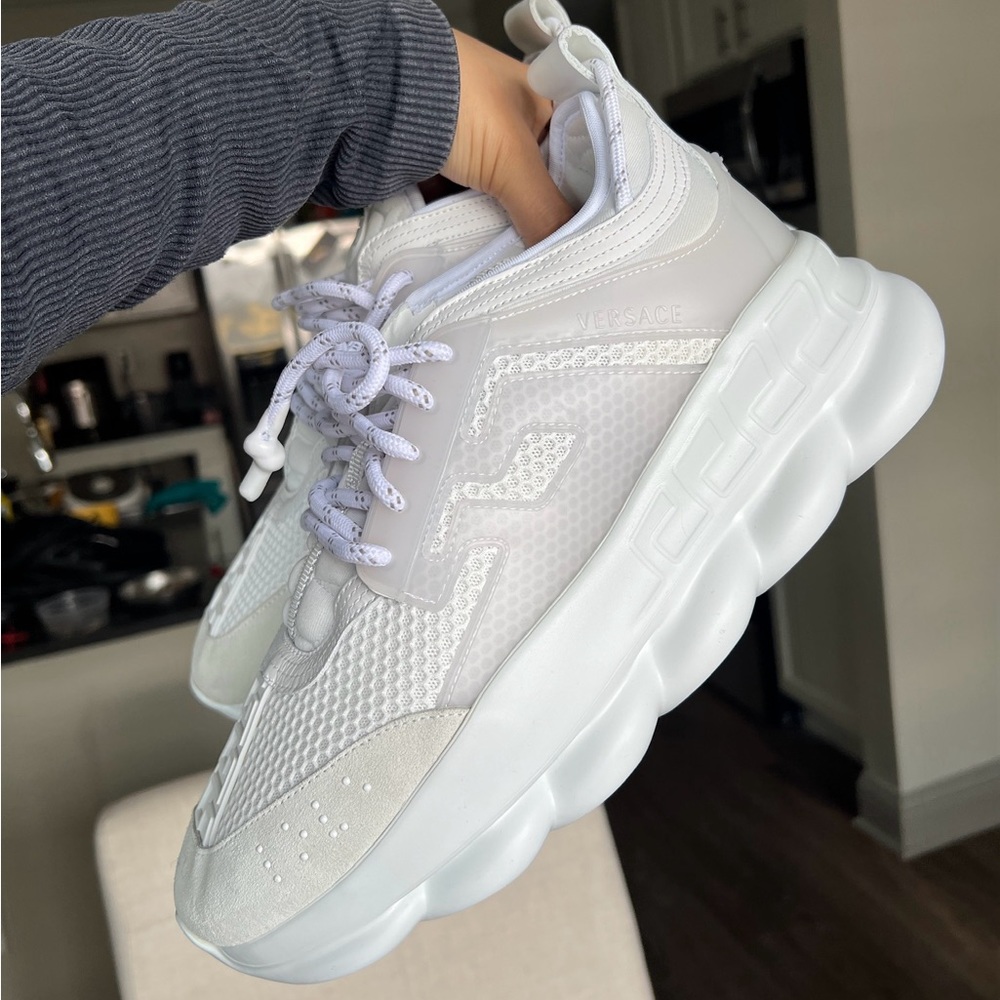 Versace Men White chain reaction sneakers